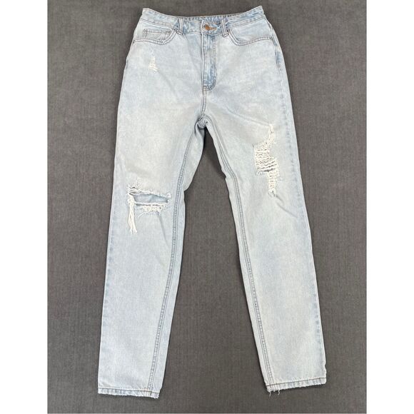 BDG High Rise Mom Jeans Women 27 Blue Light Wash Distressed Ripped Casual Denim‎ - Picture 1 of 12
